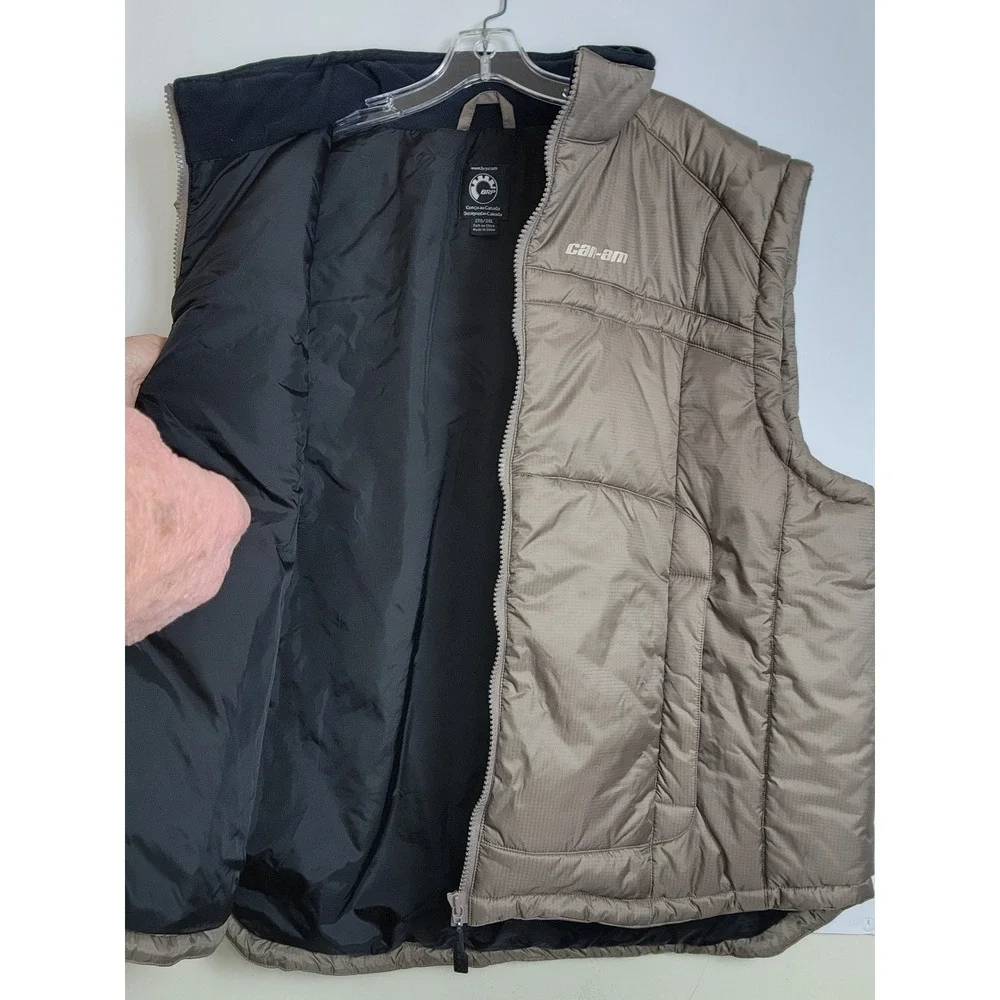 Can-Am BRP Mens Taupe Brown Ripstop Insulated Puffer Vest 286287 2XL New No Tag‎